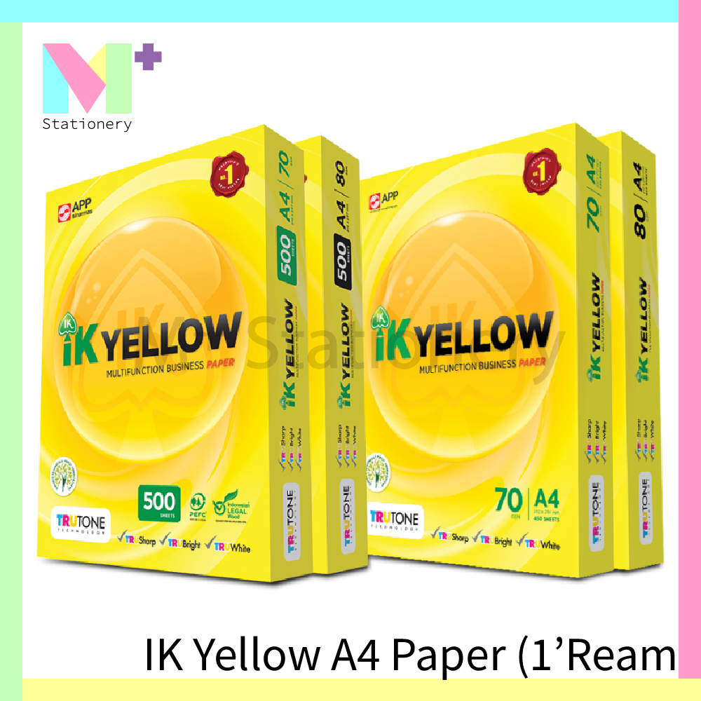IK Yellow A4 Copier Paper (70gsm, 80gsm / 450's, 500's)(1 Ream) / A4 ...