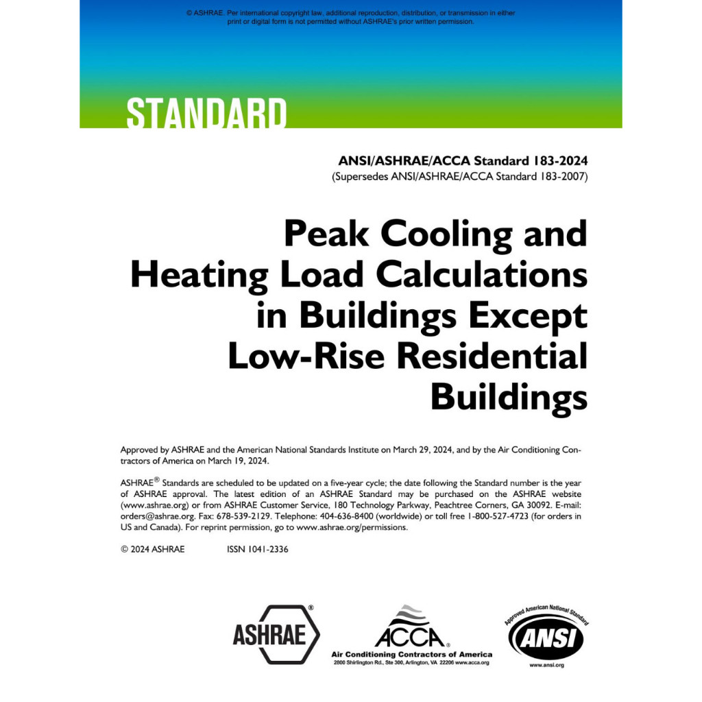 ANSI/ASHRAE/ACCA Standard 183-2024 Peak Cooling and Heating Load ...