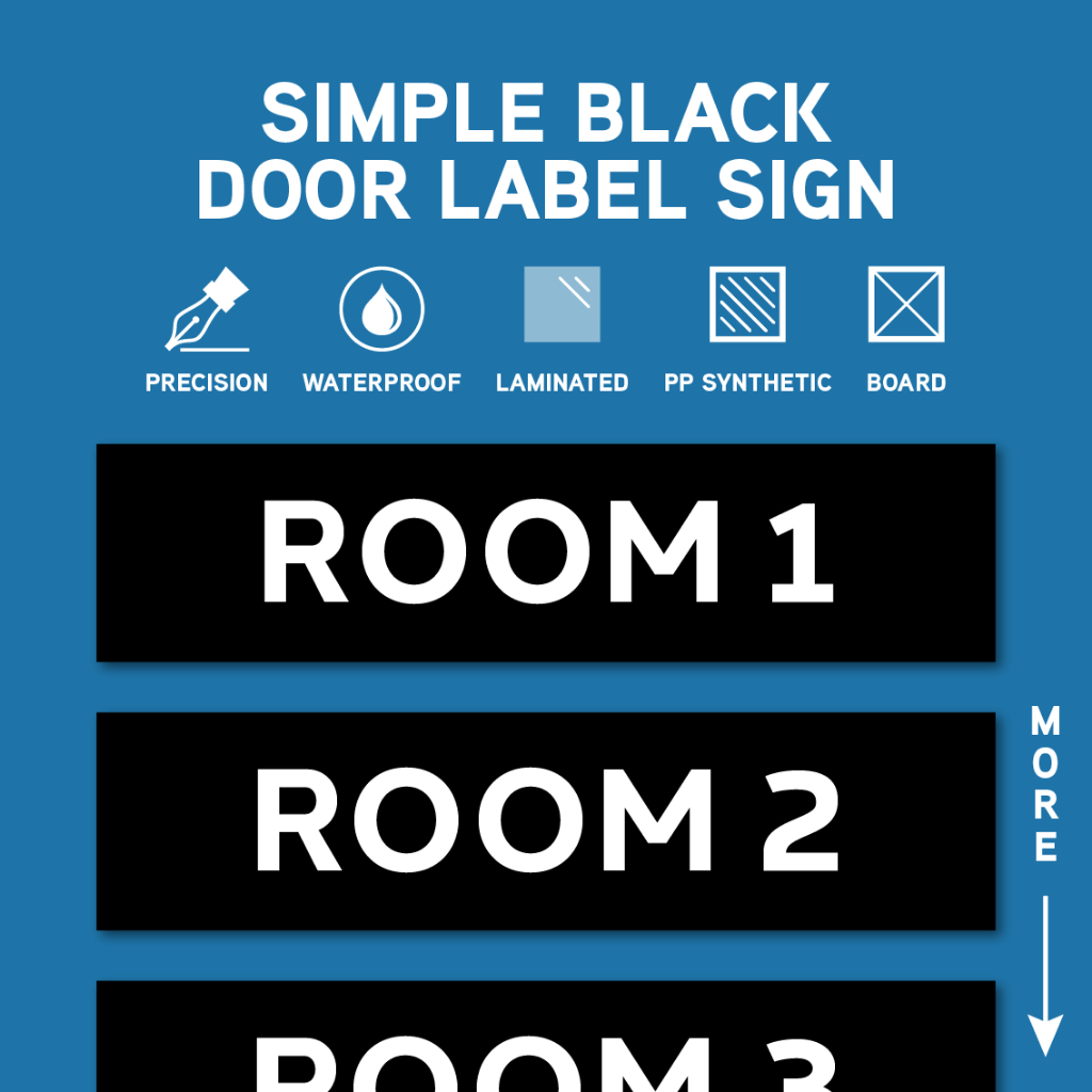 Simple Black Door Room Number Label Sticker Board Signage Sign. 1-10 ...