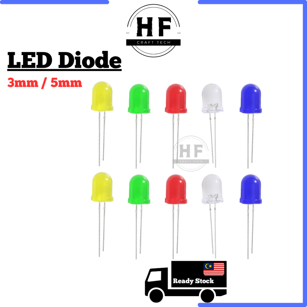 LED DIODE 3MM/5MM Light Emitting Diode Bulb DIY STEM RBT PROJECT ...