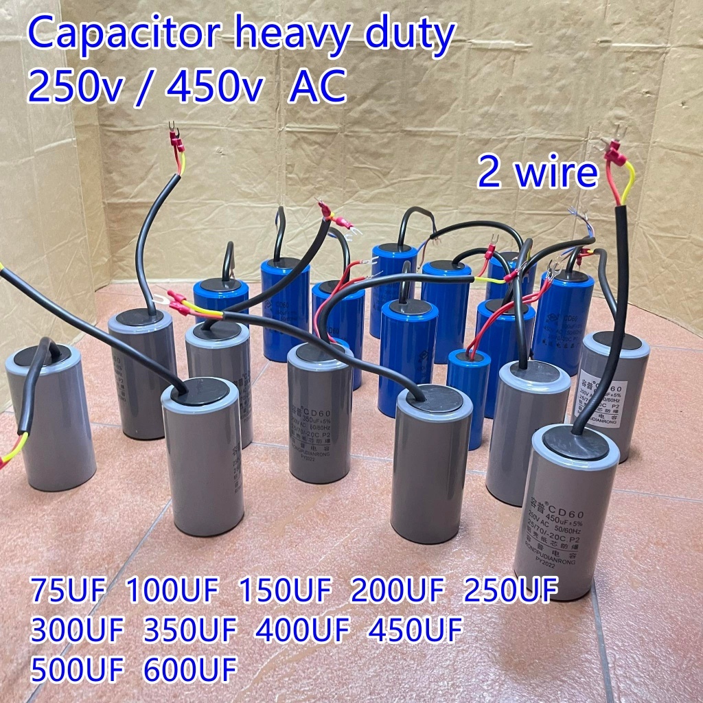 CD60 CAPACITOR HEAVY DUTY 2WIRE 2TERMINAL PIN BIG MACHINE 250VAC 450VAC ...