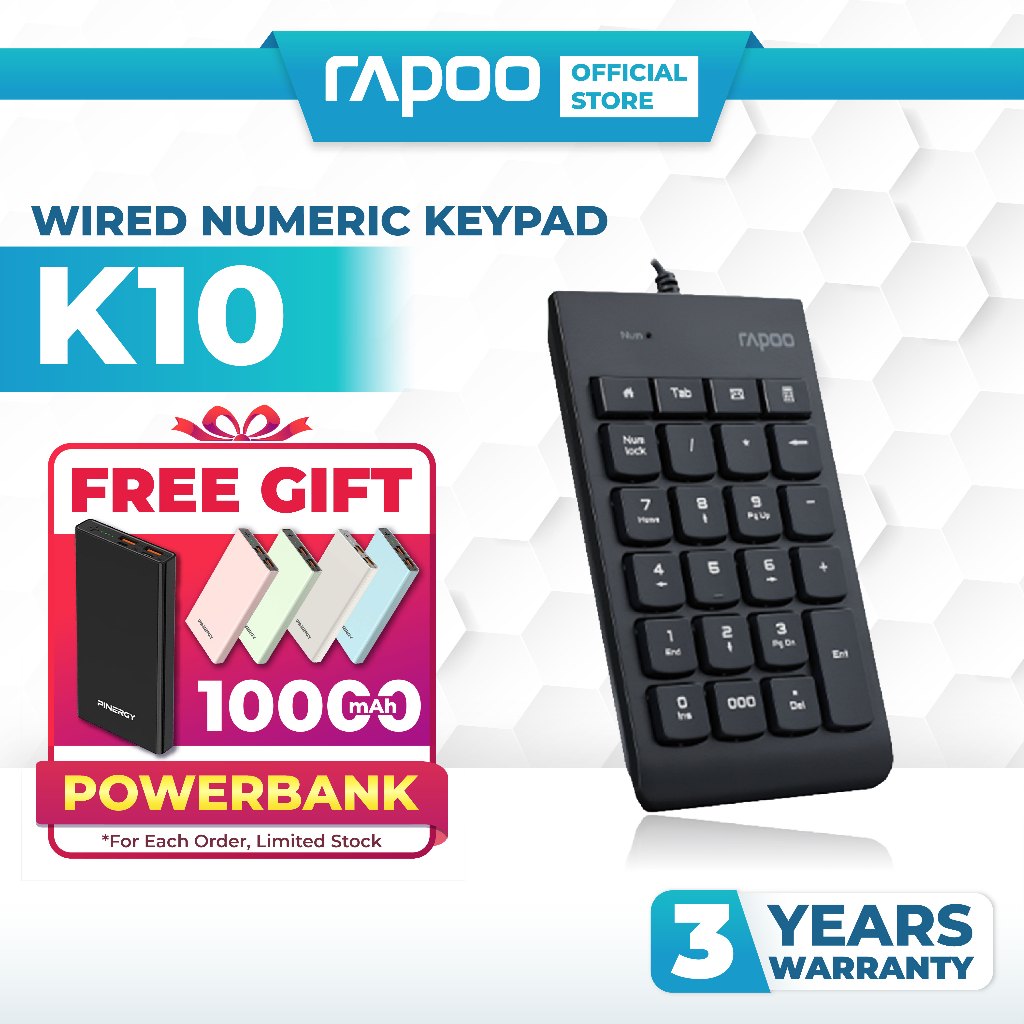 Rapoo K10 Compact Wired Numeric Keypad (23 Keys) | Shopee Malaysia