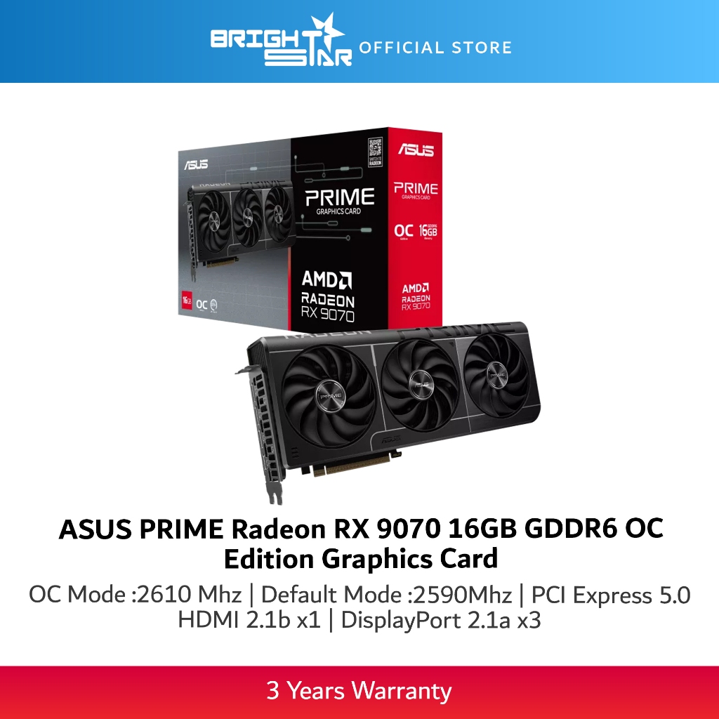 ASUS Prime Radeon RX 9070 OC Edition 16GB GDDR6 Graphics Card | Shopee ...