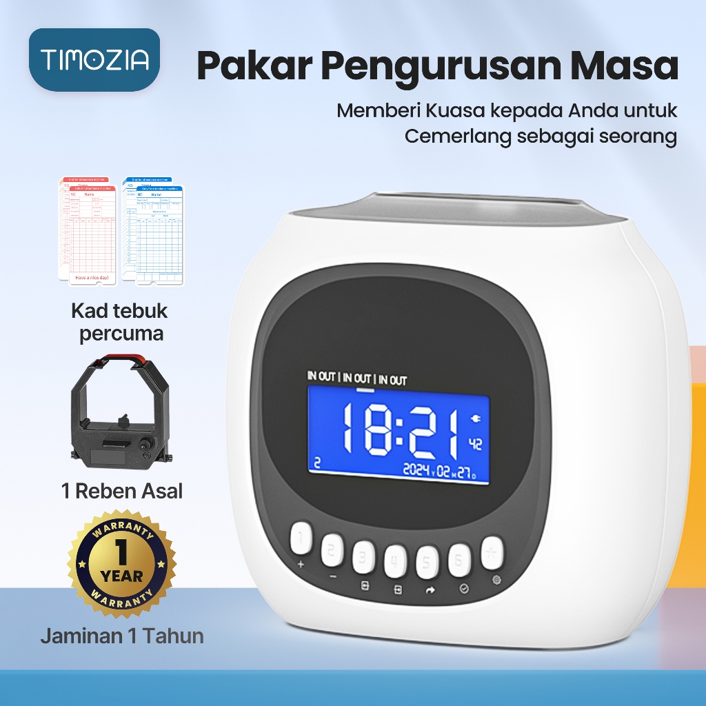 TIMOZIA M880 Digital Punch Card Machine Time Recorder [Ready Stock + 1 ...