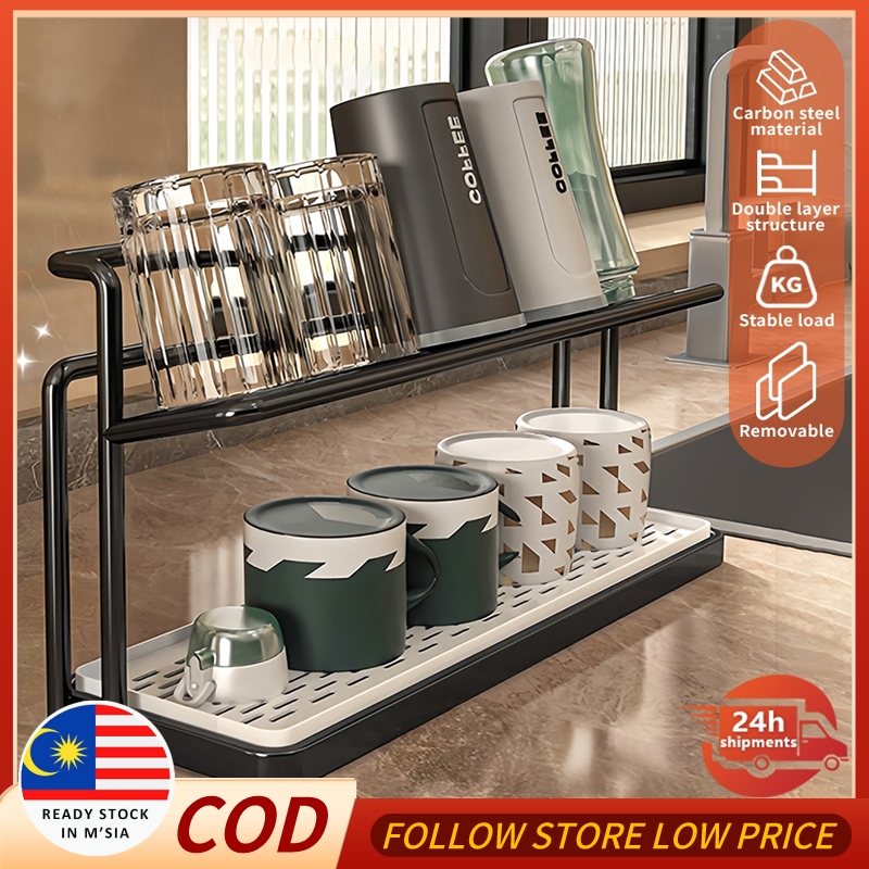 Mug Holder Rak Dapur CupHolder Storage Cup Rack Double-Layer Storage ...