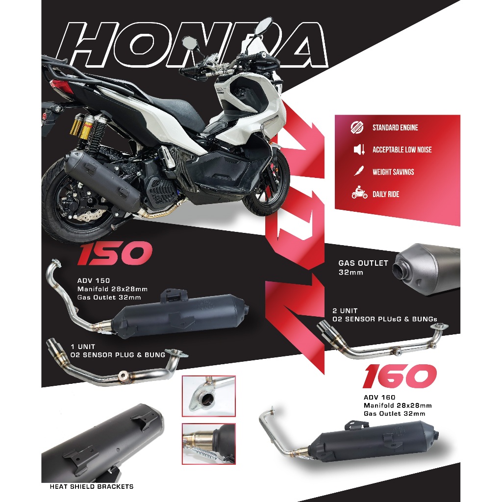 HONDA ADV150 / ADV160 Scooter BUBD Steel CJ IPOH Back Pressure Low ...