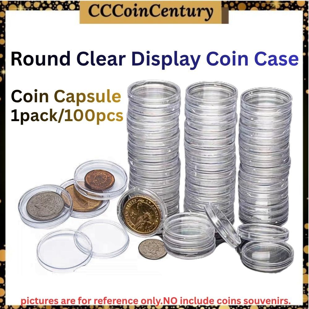 Coin Display Casing Round Clear Coins Collections Case Protective Coin ...