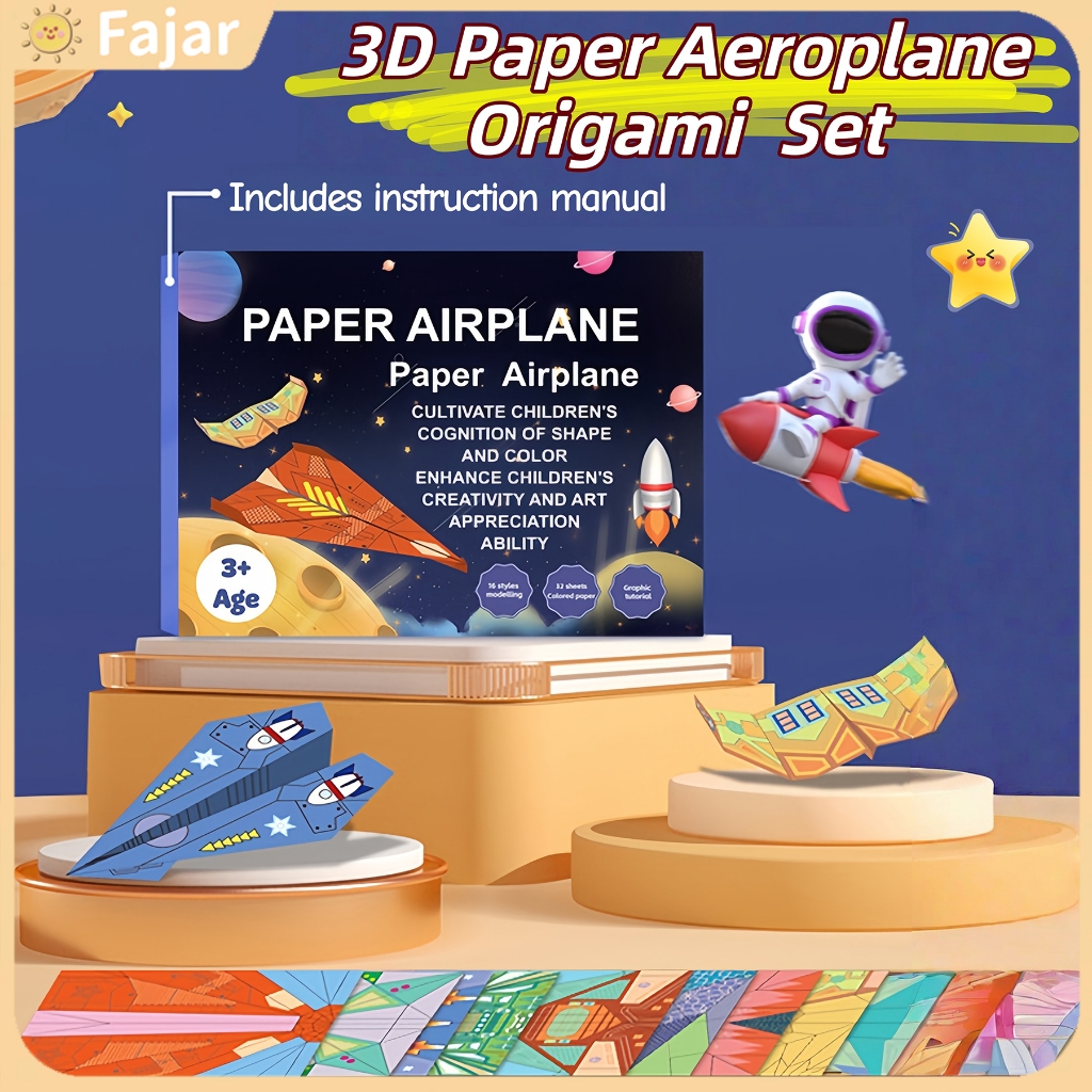3D Paper Airplane Set Diy Handmade Origami Book Flying Educational Toys ...