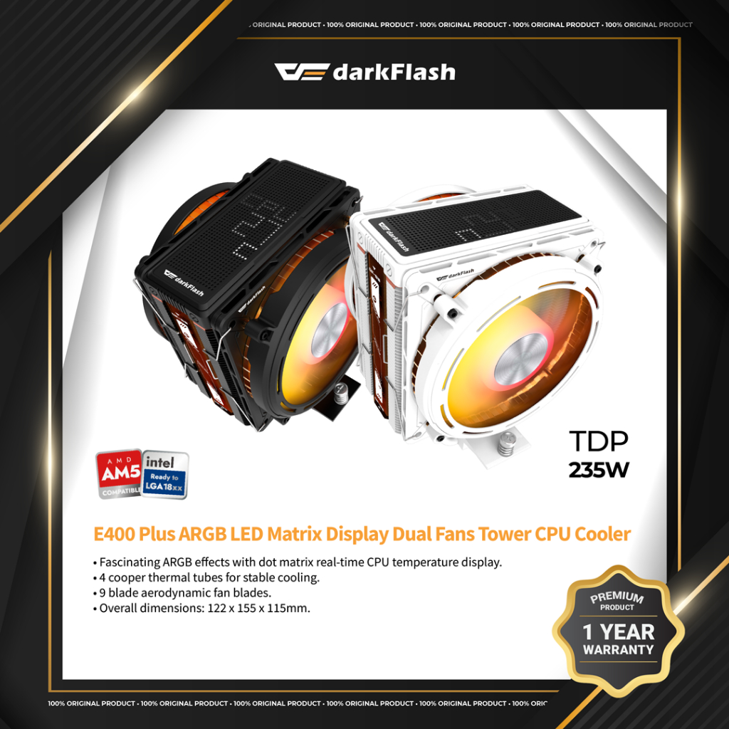 darkFlash EXPLORE SERIES E400 Plus aRGB LED Matrix Display Dual Fan ...