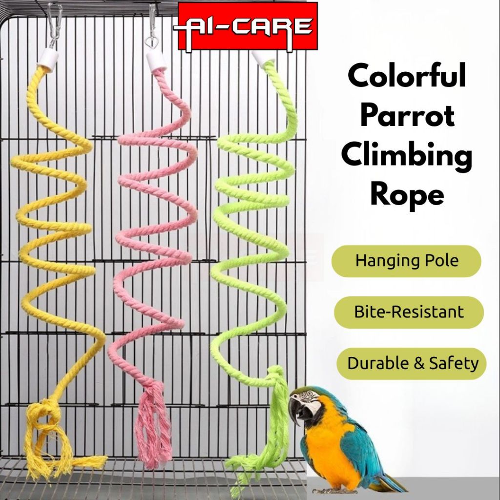 Colorful Parrot Climbing Rope Bite Resistant Swing Bird Toys Hanging ...