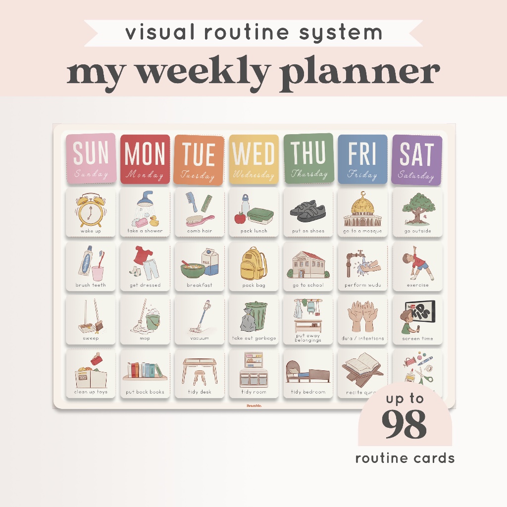 Bramble – A3 Weekly Board + Routine Cards | Visual Weekly Planner for ...