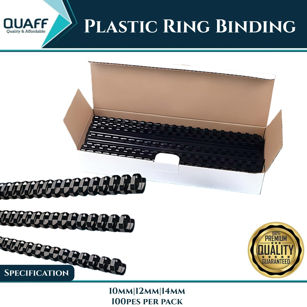 100 Pcs/Pack Black Plastic Ring Binding - A4 Size PVC Spring Binder ...