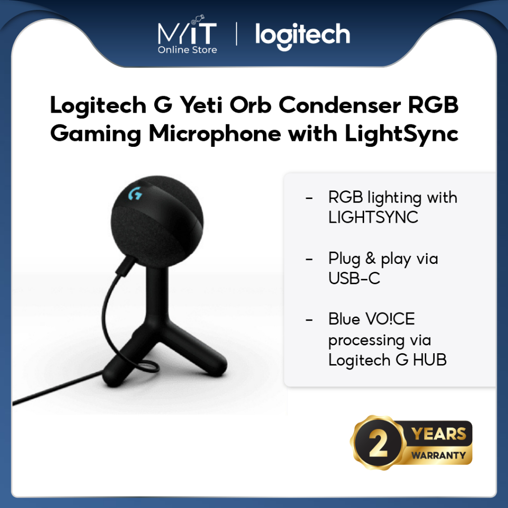 Logitech G Yeti Orb Condenser RGB Gaming Microphone with LightSync, USB ...