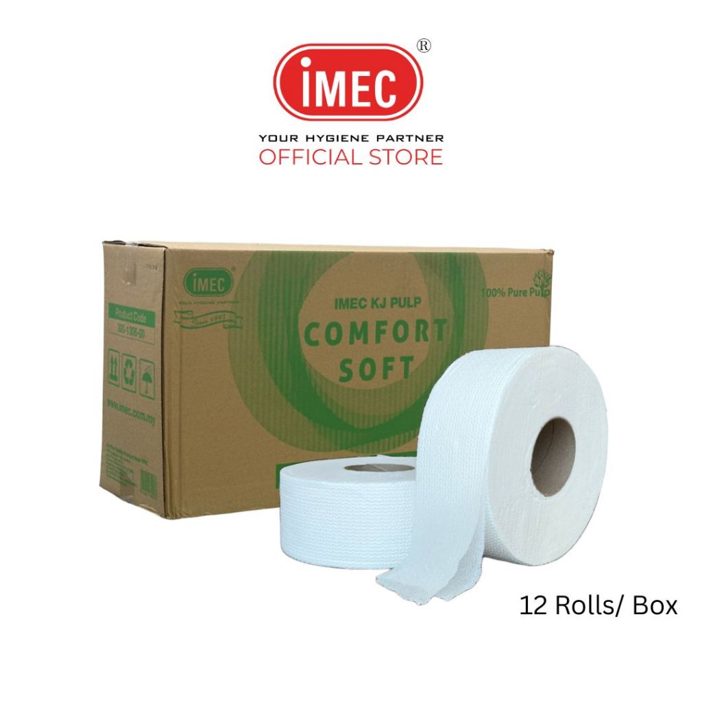 IMEC KJ Pulp - 2 Ply Comfort Soft Pure Pulp Jumbo Tissue Roll Paper (12 ...