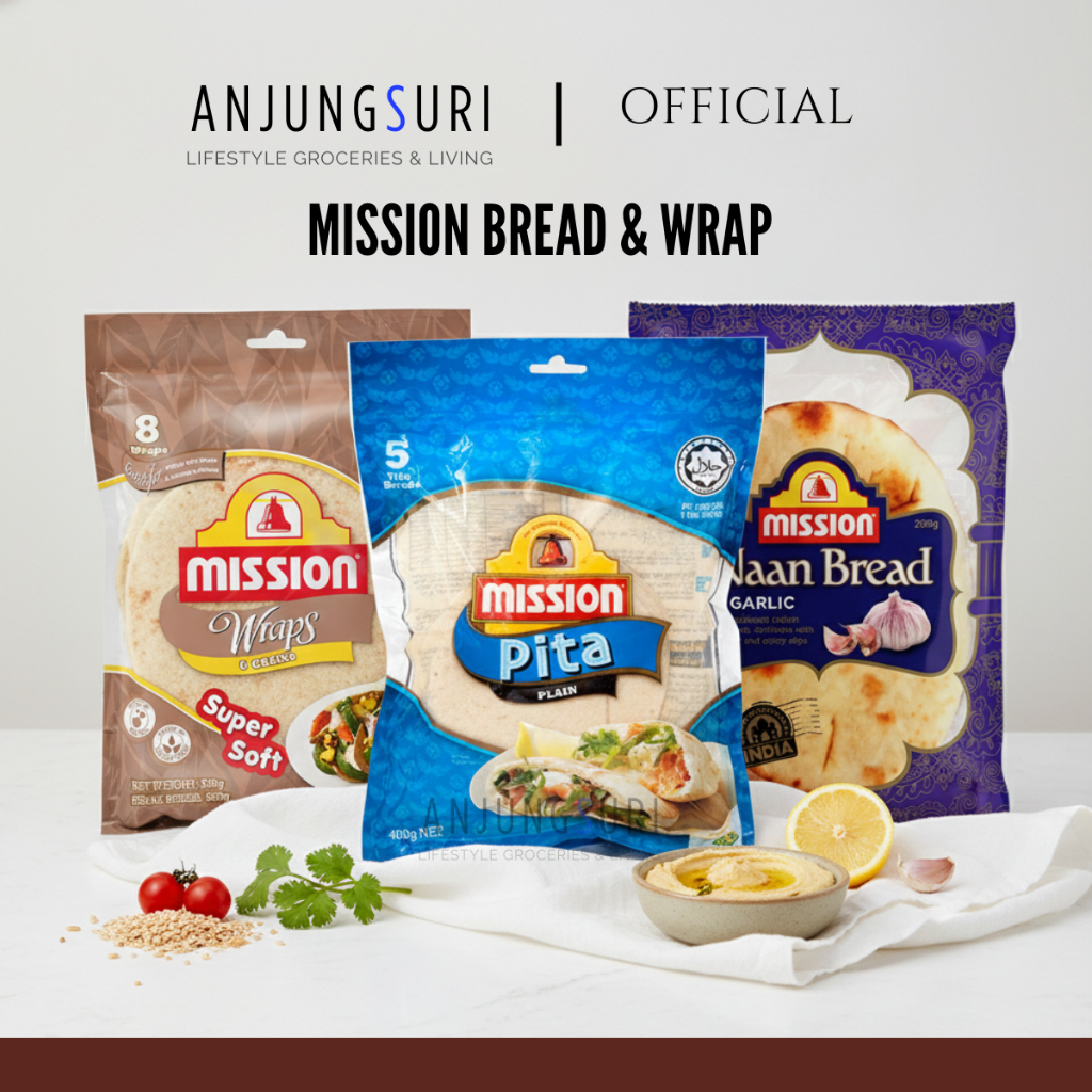 Mission Plain Naan Pita Bread Roti Nan Ready To Eat Wrap Chia Seed ...