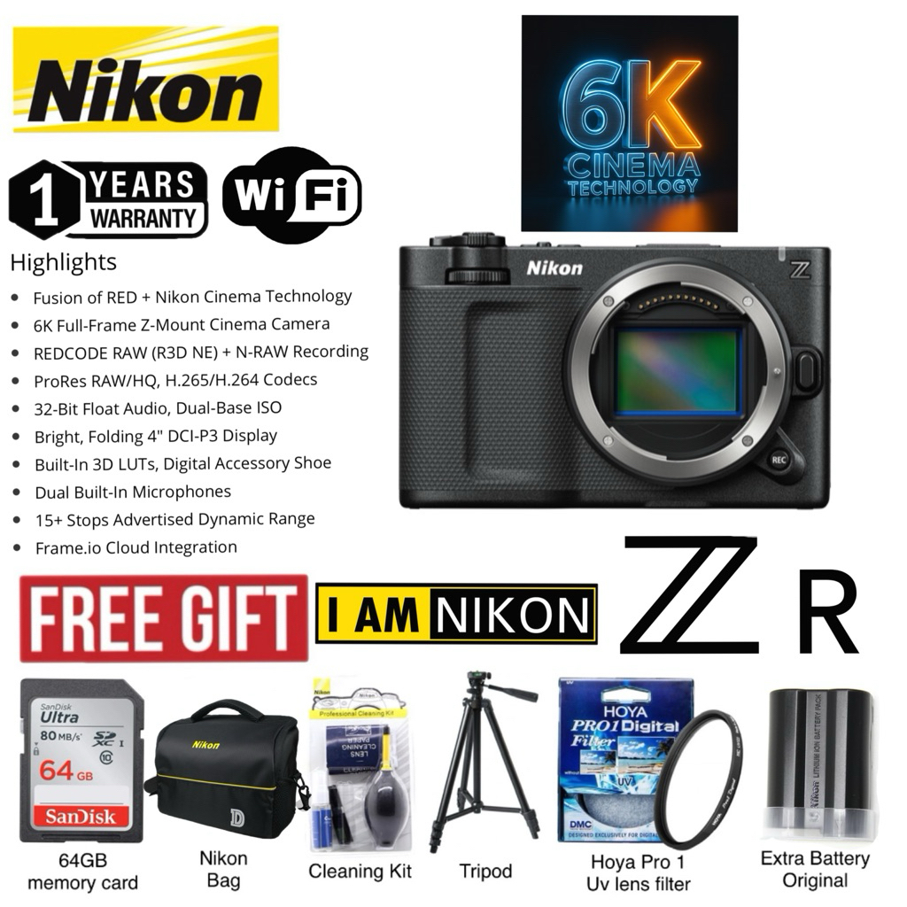 NIKON ZR MIRRORLESS CAMERA FUSION OF RED CINEMA TECHNOLOGY (1 YEAR ...