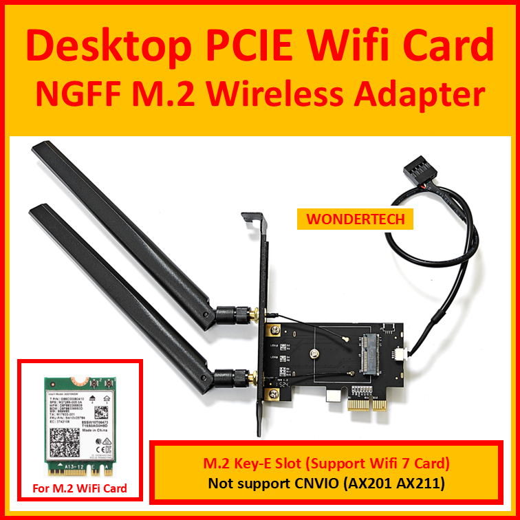 Desktop PCIE Wifi Card NGFF M.2 Wireless Adapter With Antenna (KEY E) M ...