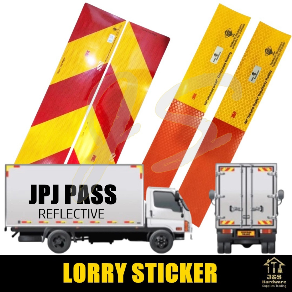 3M JPJ Lorry Reflective Stickers. Yellow & Red Lorry Truck 3M ...
