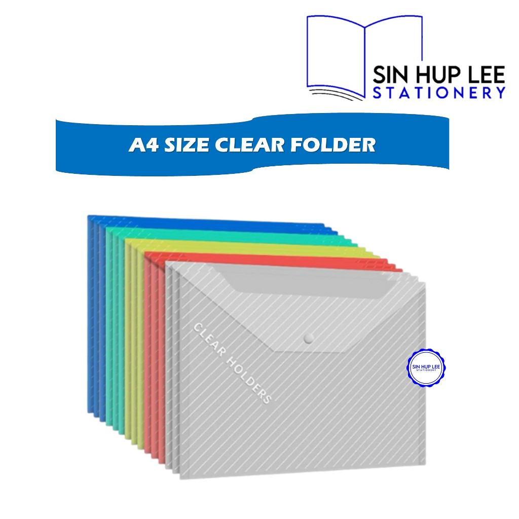 A4 Colouful / PVC Clear File With Button / Plastic File / Plastik File ...