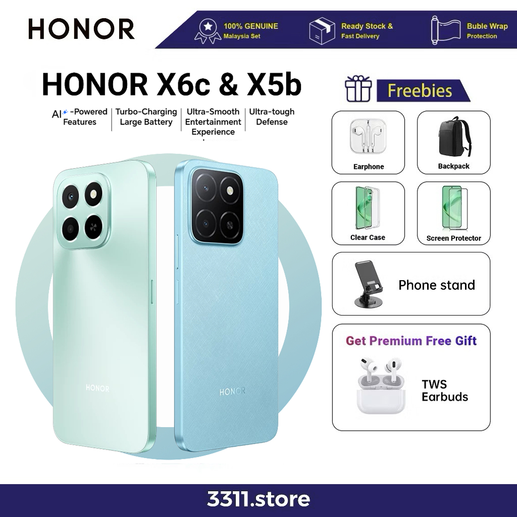 HONOR X6c / X5b plus 16(8+8)GB+256GB AI-Powered | Turbo-Charging Large Battery | Ultra-tough Defense