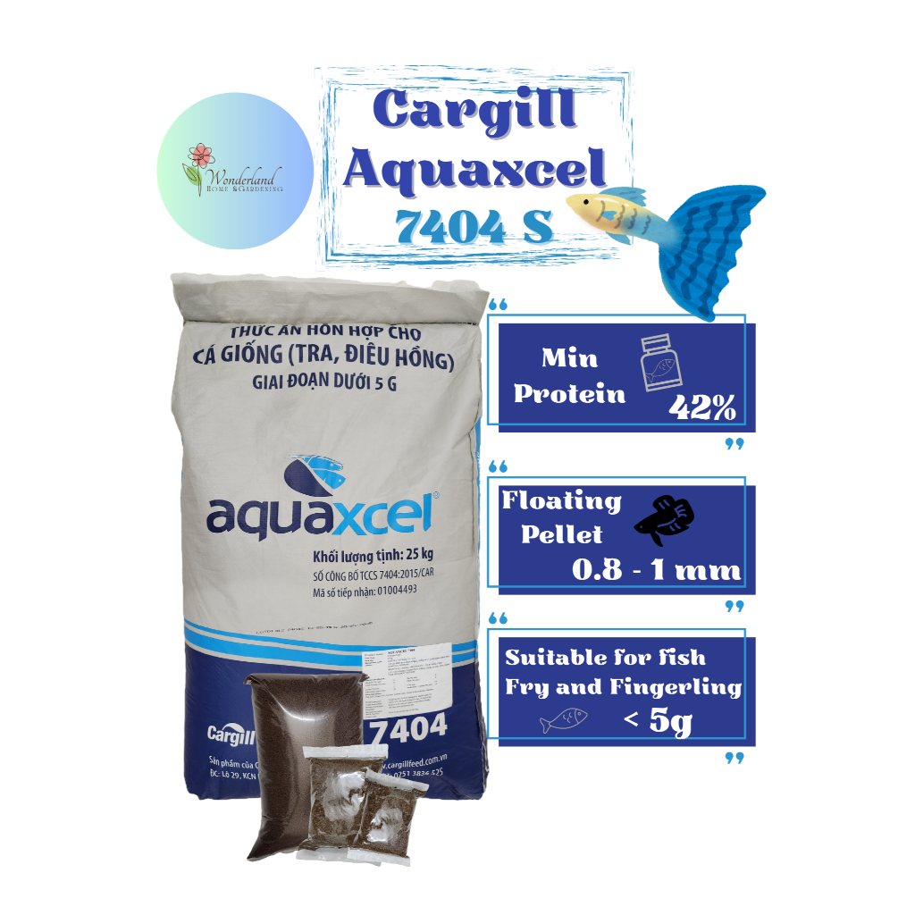 [REPACK 500G/1KG/3KG] Cargill Aquaxcel 7404S Pellet Ikan 0.8mm - 1mm ...