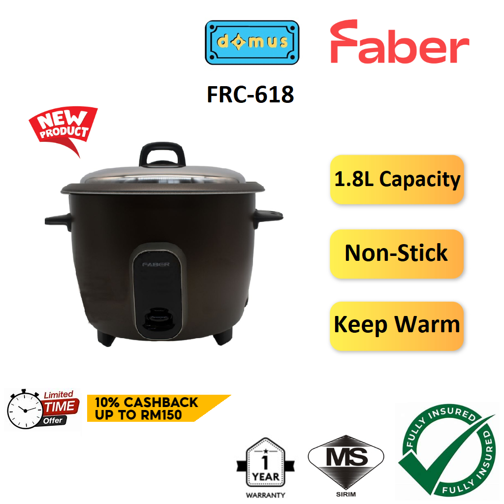 NEW MODEL Faber Copper Series Electric Rice Cooker Non Stick 1.8 Liter ...