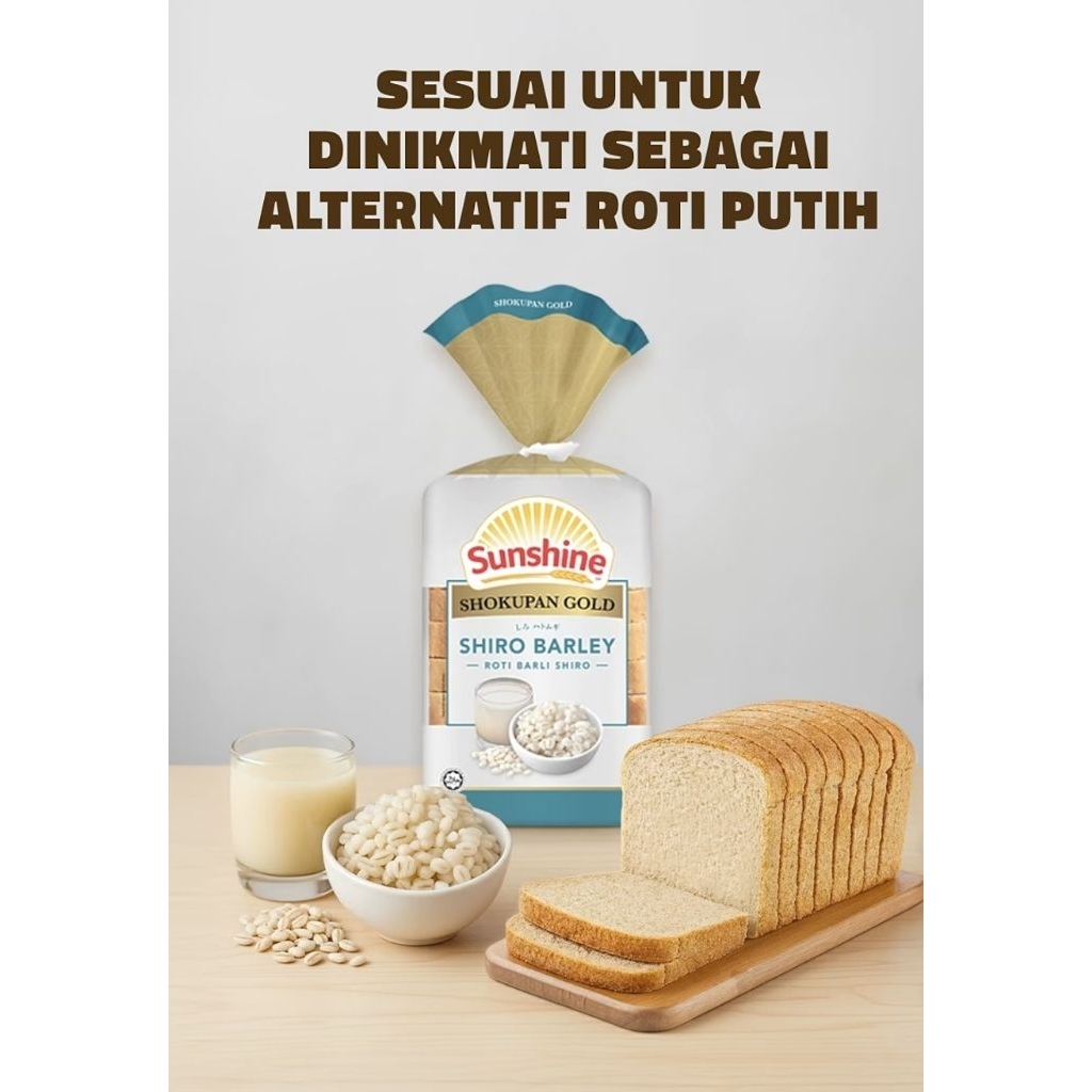 SUNSHINE SHOKUPEN GOLD Shiro Barley Loaf | Roti Hiris 300g | Shopee ...