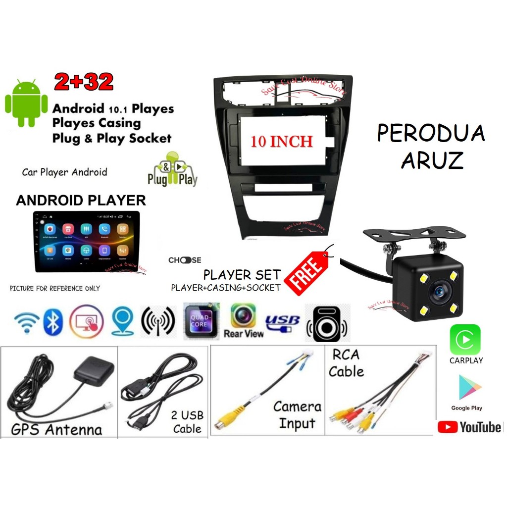 Perodua Aruz 2018 - 2024 android player 10 inch PLUG N PLAY with OEM ...