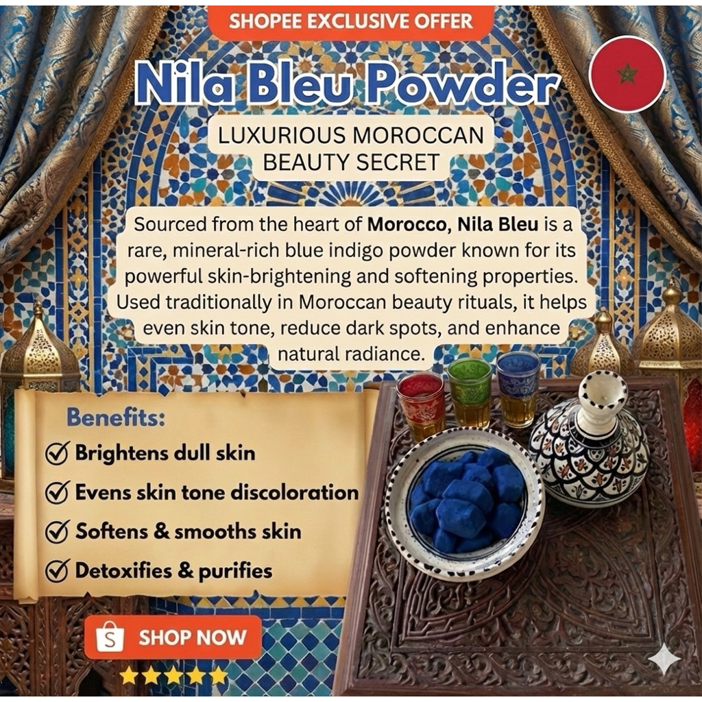Authentic Moroccan blue nila Powder 5g - Natural Skin Brightening Made ...
