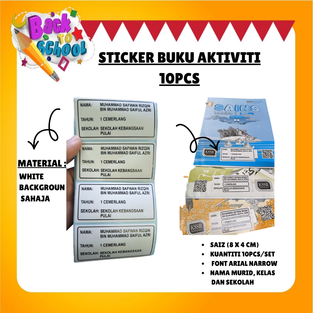 Sticker Nama Murid, Kelas dan Sekolah Buku Aktiviti Pelajar | Shopee ...