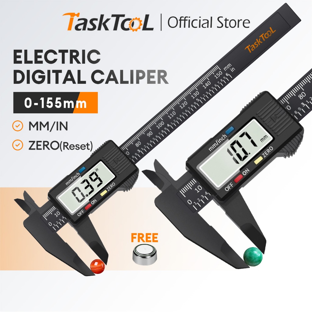 TASKTOOL Digital Calipers 0-150mm 0.1mm Resolution One-Click Metric ...