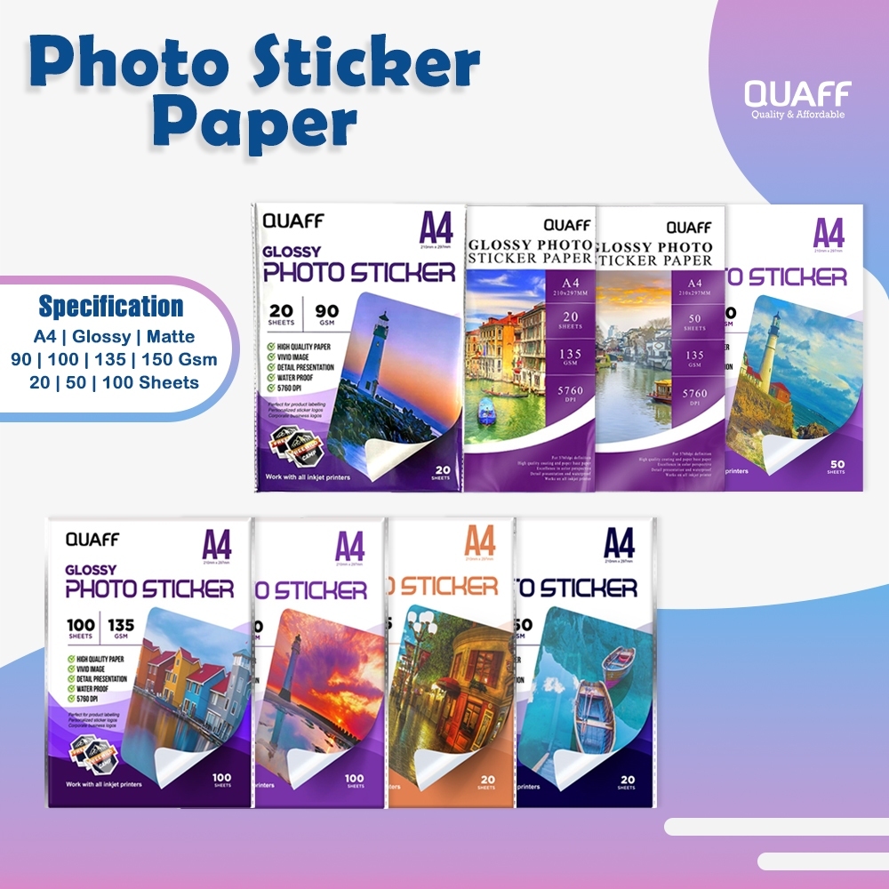 Glossy Sticker Photo Paper A4 A3 Gloss Photo Sticker Paper 90gsm ...