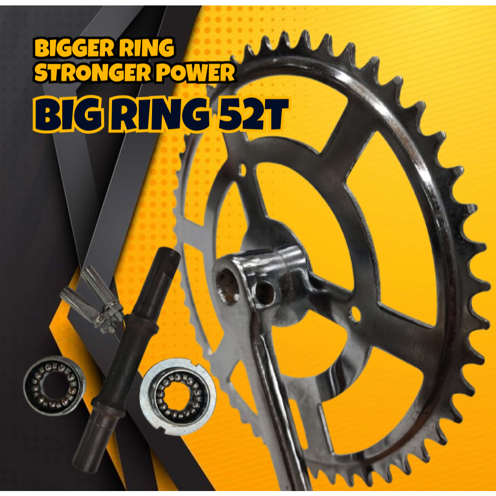 BASIKAL 52T CRANKS SET WITH FREE AXLE BB HI-TEN STEEL. | Shopee Malaysia