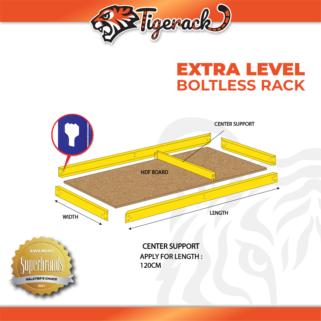 TIGERACK [High Quality] Boltless Rack Extra Level(ONLY APPLICABLE TO ...