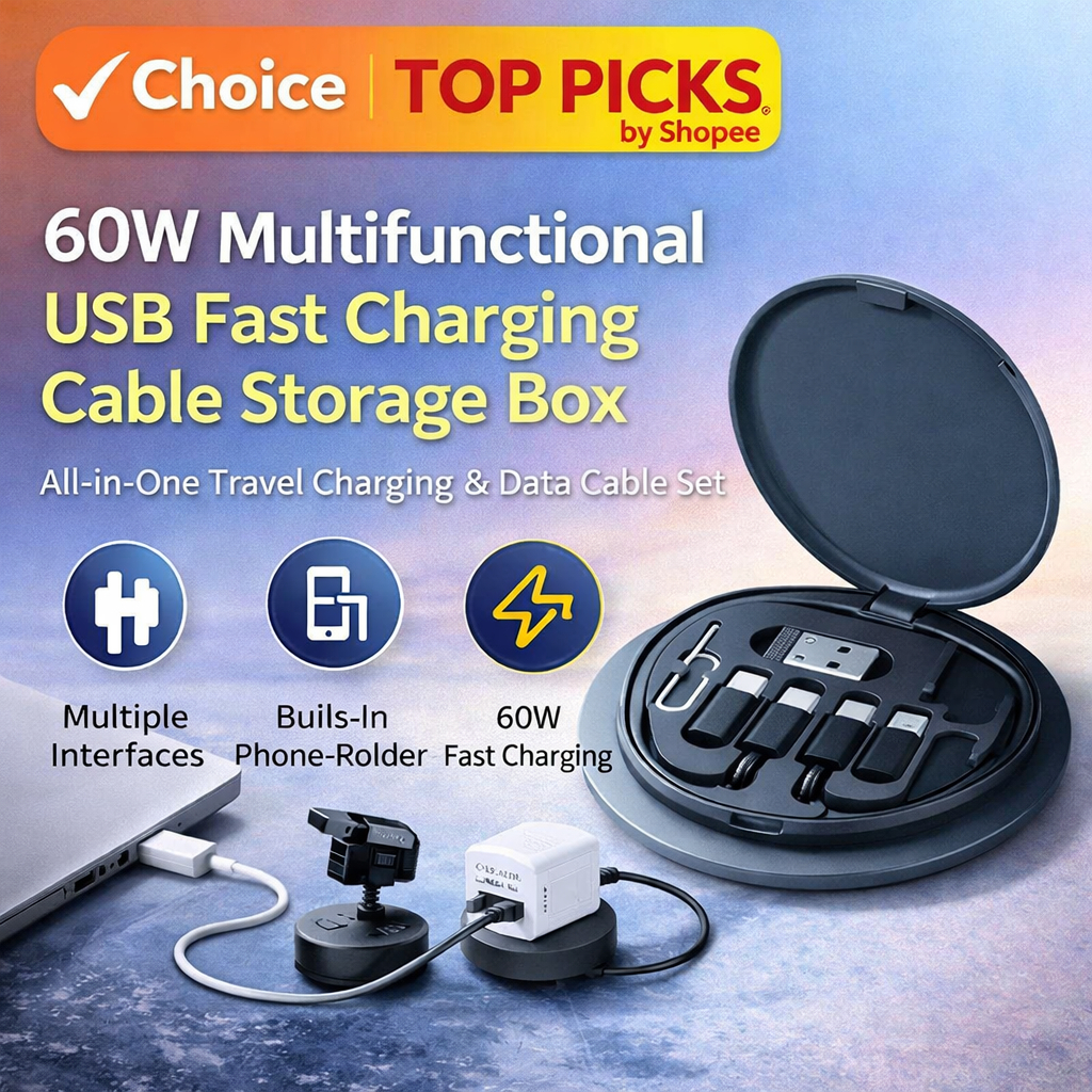 60W Multifunctional USB Fast Charging Cable Storage Box | All-in-One ...