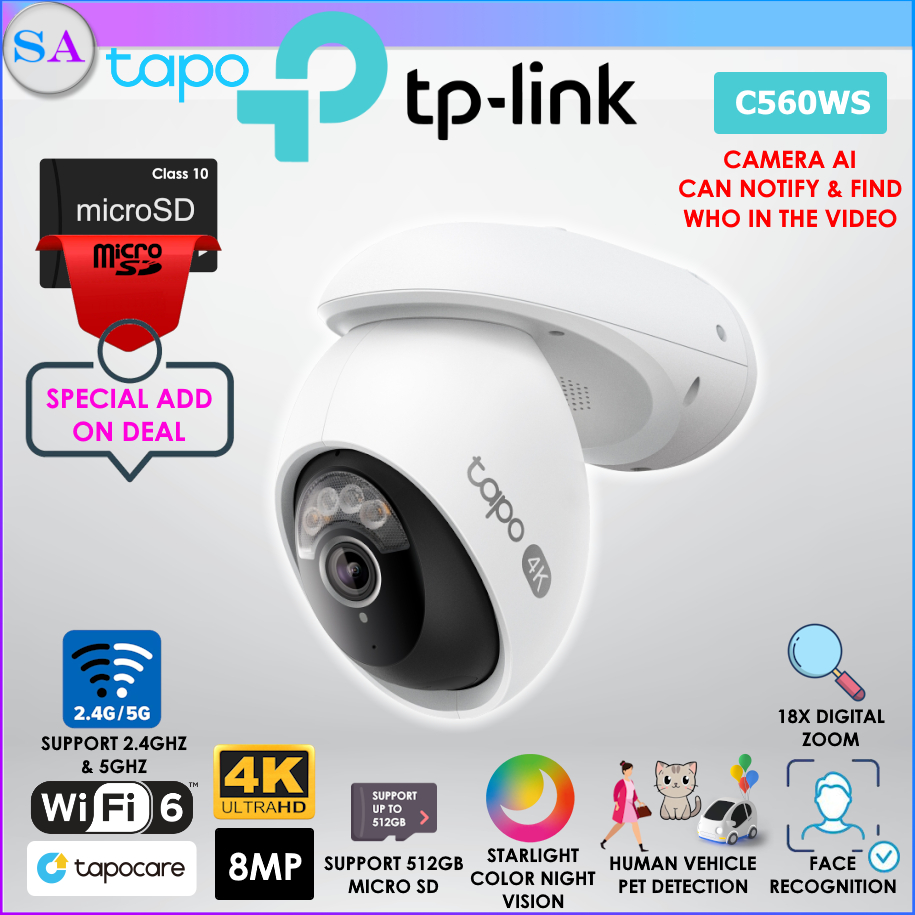 TP-Link Tapo C560WS Wireless Outdoor 4K CCTV Pan Tilt AI Home Network ...