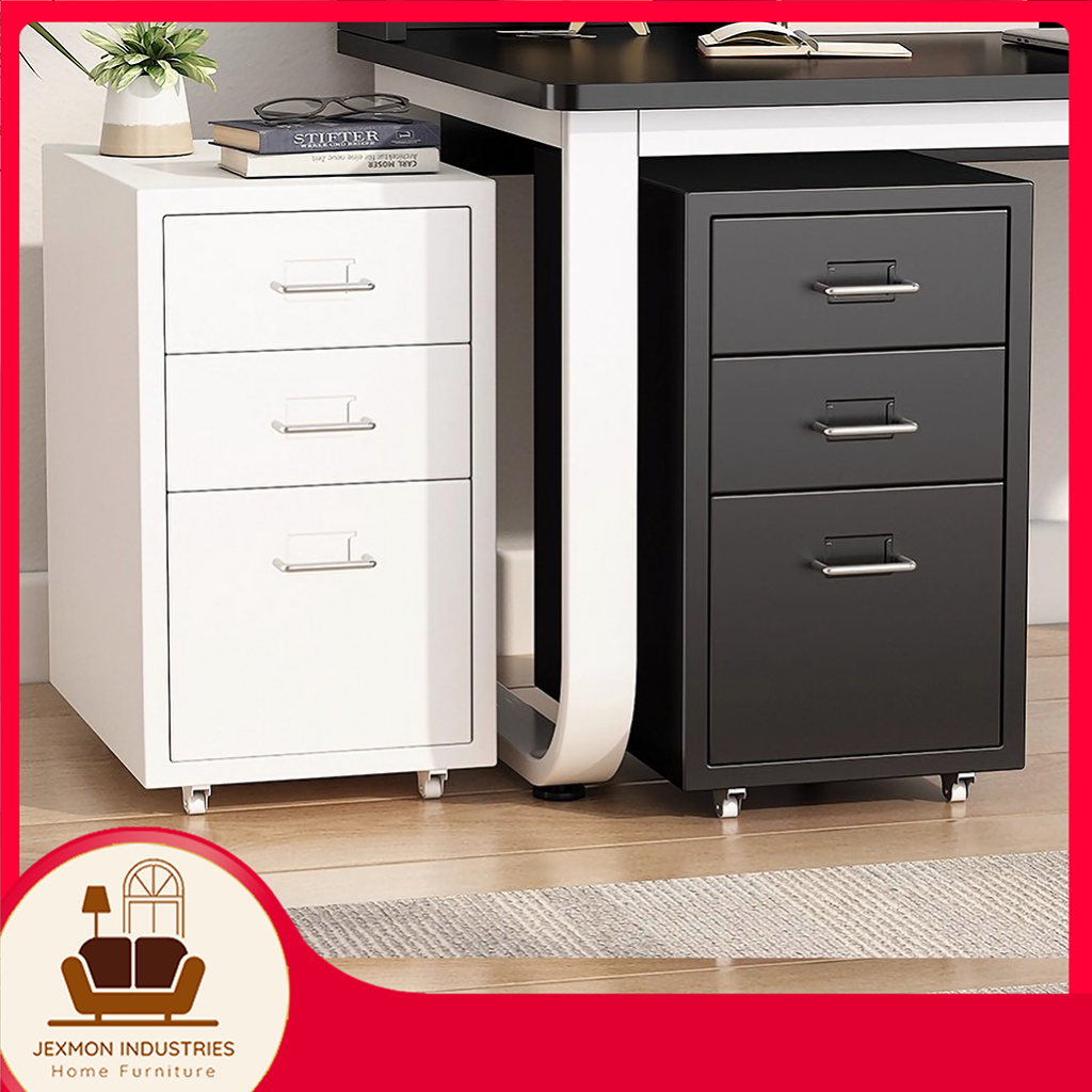 Jexmon 3 Tier Metal Office Under the Table File Cabinet Drawer Cabinet ...