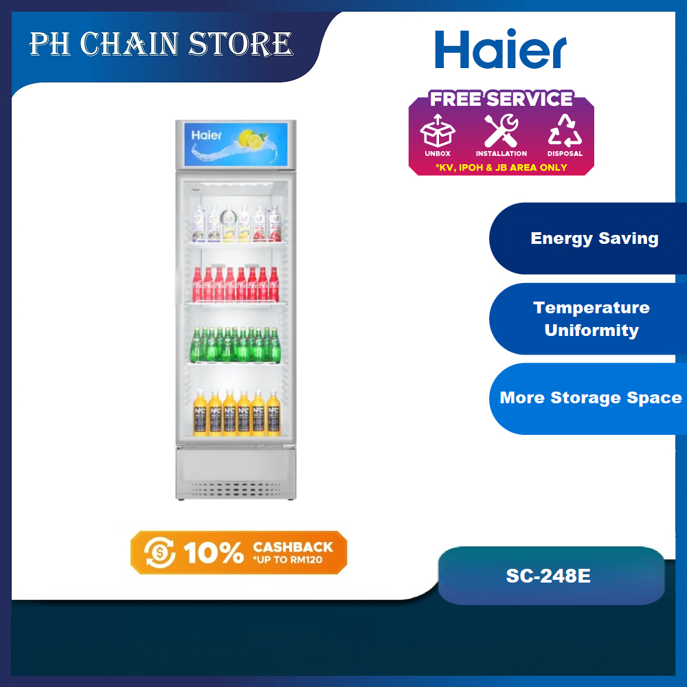 HAIER 239L - 865L GLASS SHOWCASE REFRIGERATOR | SC-248E SC-348E SC-439E ...