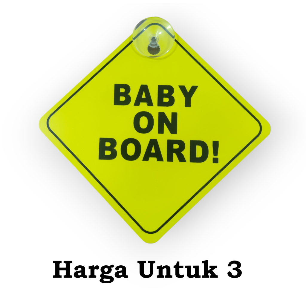 Baby On Board Sign for Car, 4 Pcs Baby On Board Sticker, Kids Driving Safety Warning Sign with Suction Cups, 5 by 5, Bright Yellow