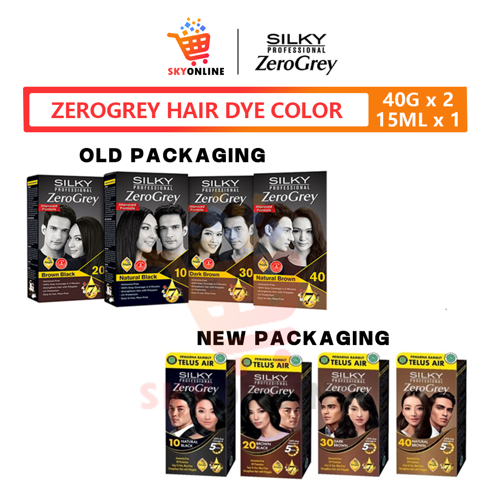 SILKY PROFESSIONAL ZERO GREY HAIR DYE COLOR (40Gx2 15MLx1) ***IMPROVED ...