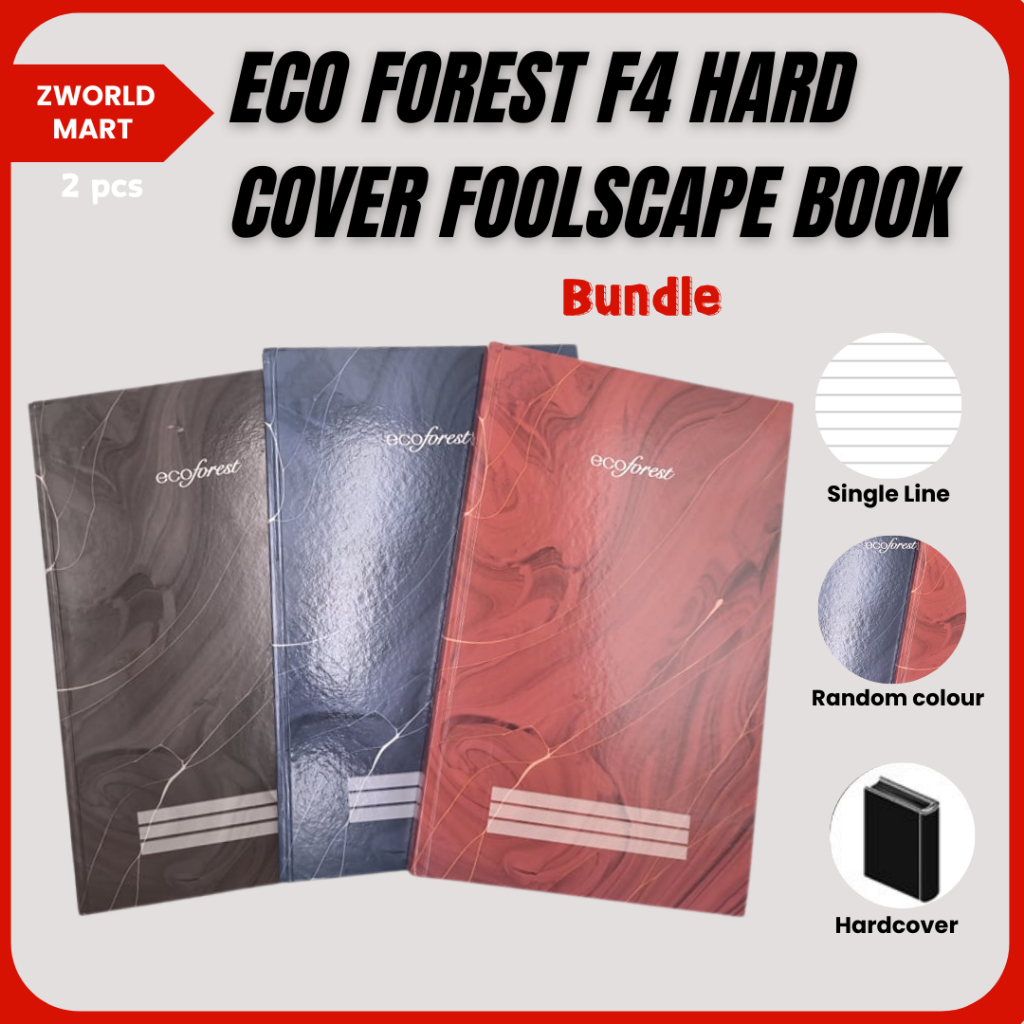 Eco forest F4 Hard Cover Foolscape Book 120& 200& 300& 400& 500's 2pcs ...