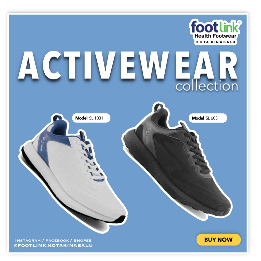 Footlink Activewear (Kasut Sukan) with Arch Support for Flat Feet ...