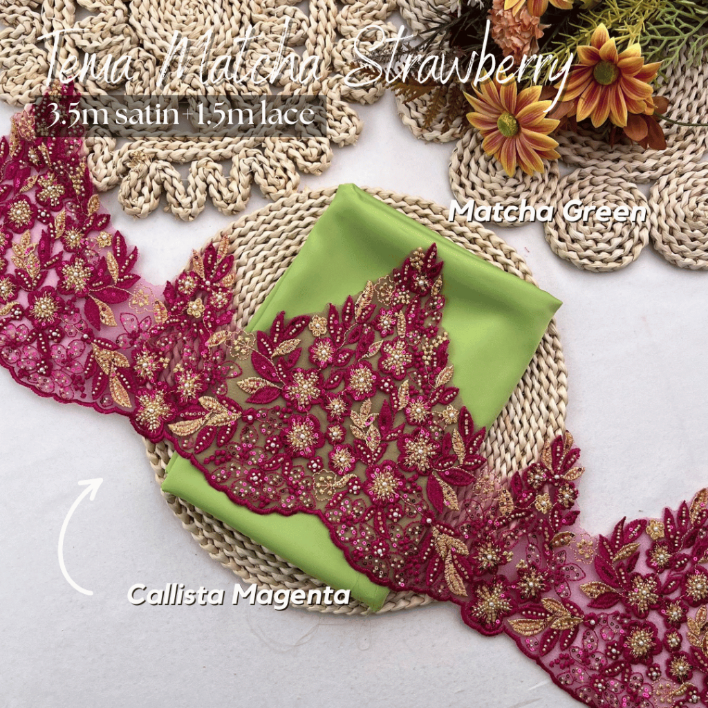 (SATIN LACE) TEMA MATCHA STRAWBERRY WARNA HOT RAYA 2026 COMBO COLOUR ...