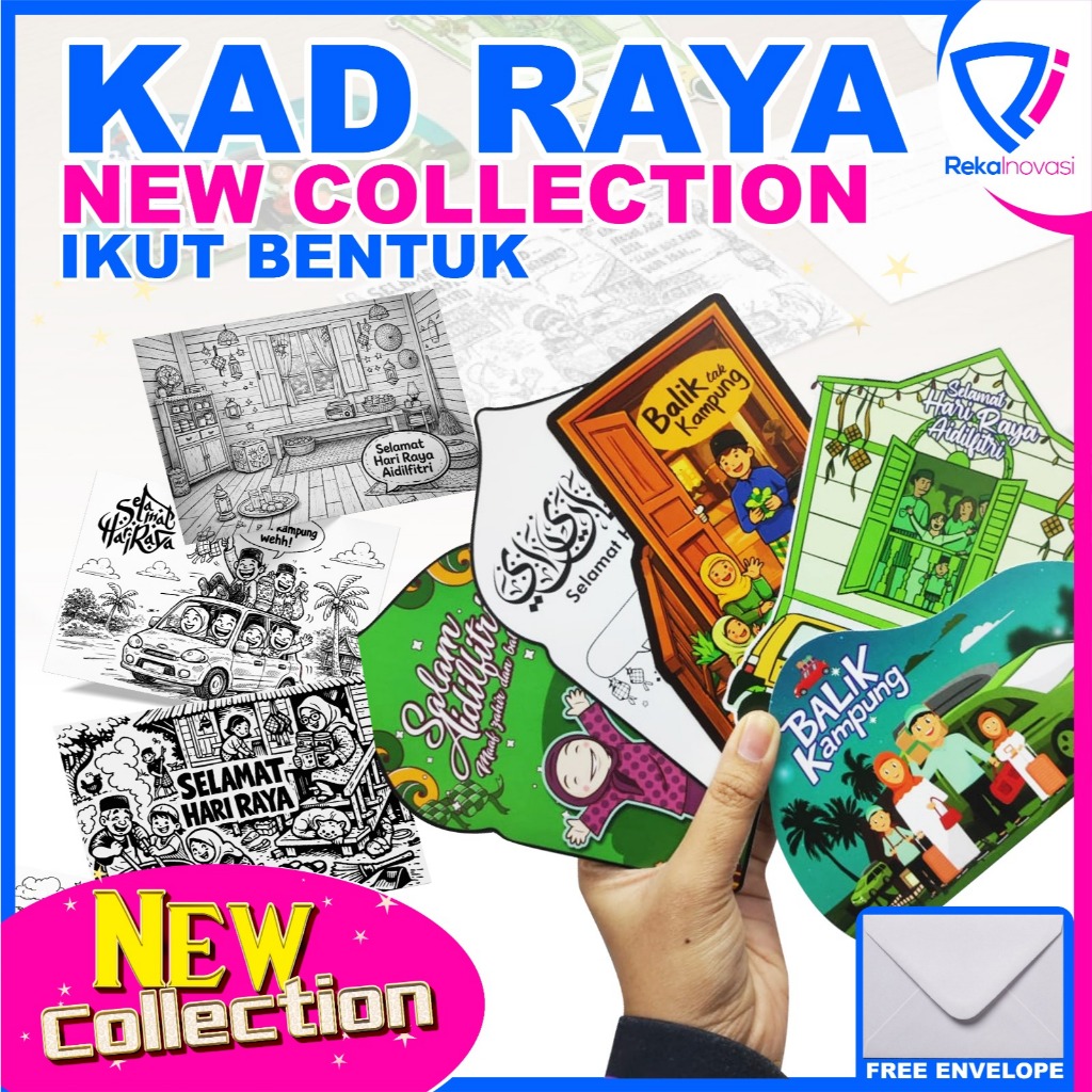 NEW COLLECTION KAD RAYA PELBAGI BENTUK DAN WARNA YANG MENARIK | Shopee ...