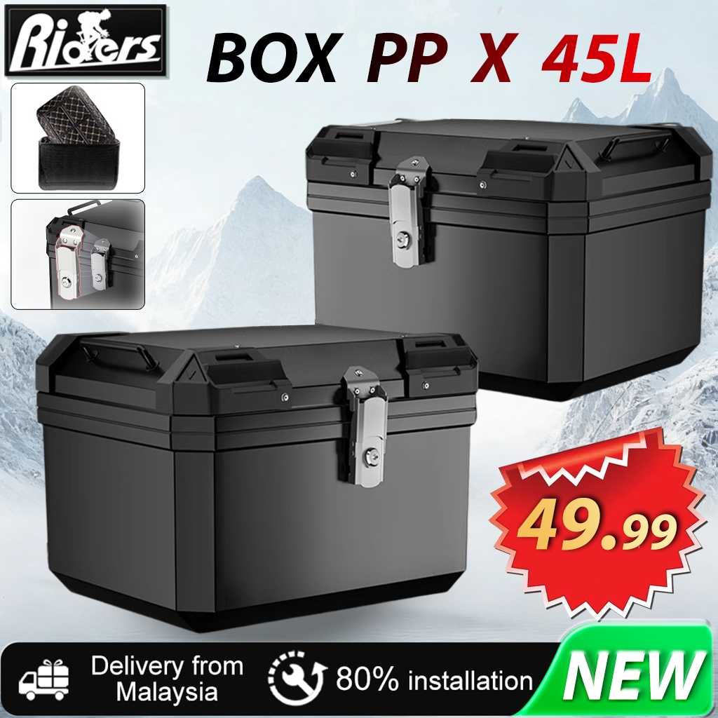 45L Motorcycle Tail Box Top Case Lockable Luggage Helmet Storage Rear ...