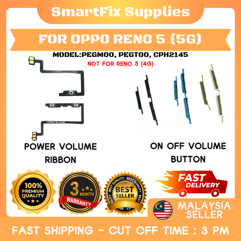 Oppo Reno 5 5G Power On Off+Volume Ribbon Flex PEGM00, PEGT00, CPH2145 ...