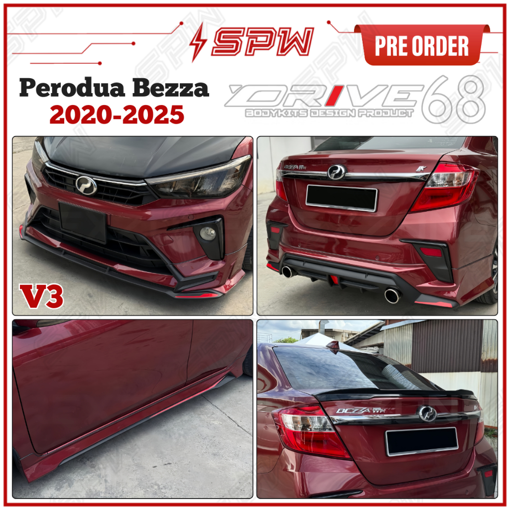 Perodua Bezza (2020-2026) V3 D68 Drive68 Bodykit Body Kit Front Bumper ...