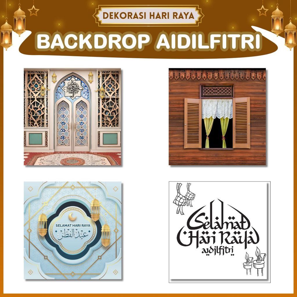 Banner Backdrop Hari Raya Aidilfitri / Deko Tema Kampung / Open House ...
