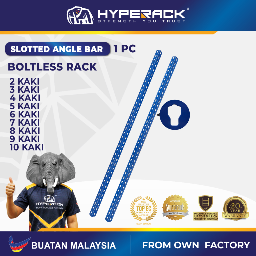 HYPERACK ™️ [Heavy Duty] Rak Besi Slotted Angle Bar Upright Boltless ...