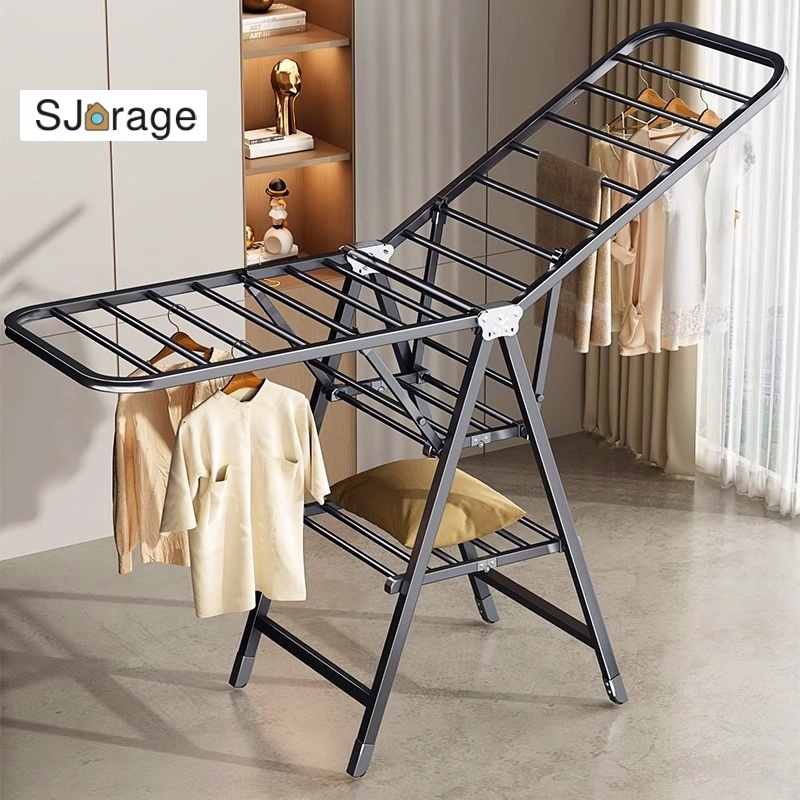 SJorage foldable clothes drying rack with wheel heavy duty outdoor ...